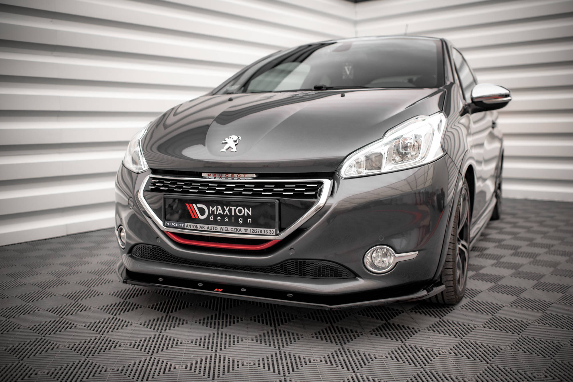 Maxton Design Street+ Spoilerlippe Front Ansatz V.1 passend für Peugeot 208 GTi Mk1 schwarz Hochglanz