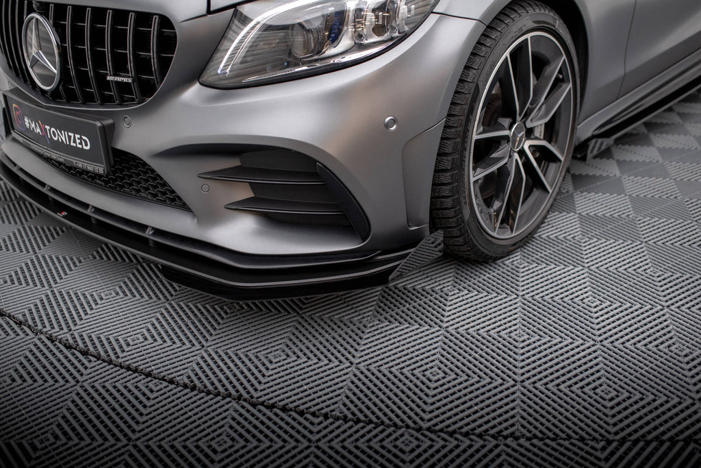 Maxton Design Front Stoßstange Flaps passend für Mercedes-AMG C43 Coupe / Cabrio C205 Facelift / A205 Facelift schwarz Hochglanz