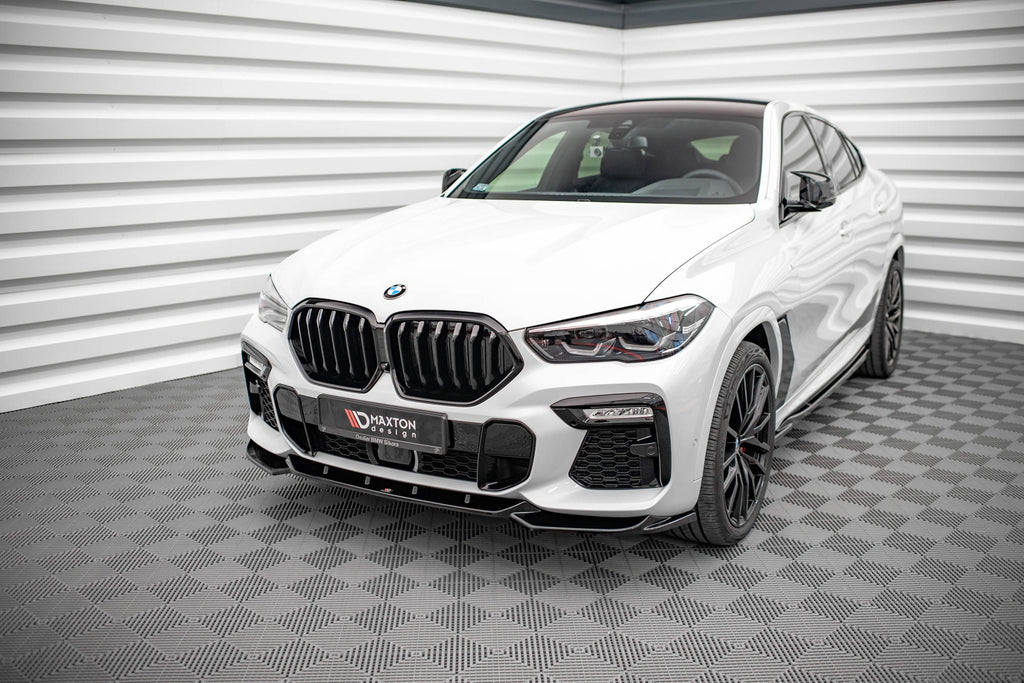 Maxton Design Street+ Spoilerlippe Front Ansatz V.1 passend für BMW X6 M-Paket G06 schwarz Hochglanz