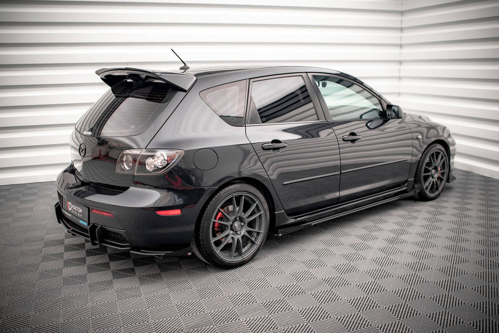 Maxton Design Street Pro Street+ Seitenschweller Leisten + Flaps passend für Mazda 3 MPS Mk1 schwarz Hochglanz