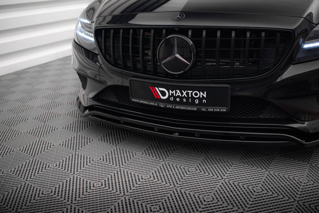 Maxton Design Street+ Spoilerlippe Front Ansatz passend für Mercedes-Benz CLS C218 Facelift schwarz Hochglanz