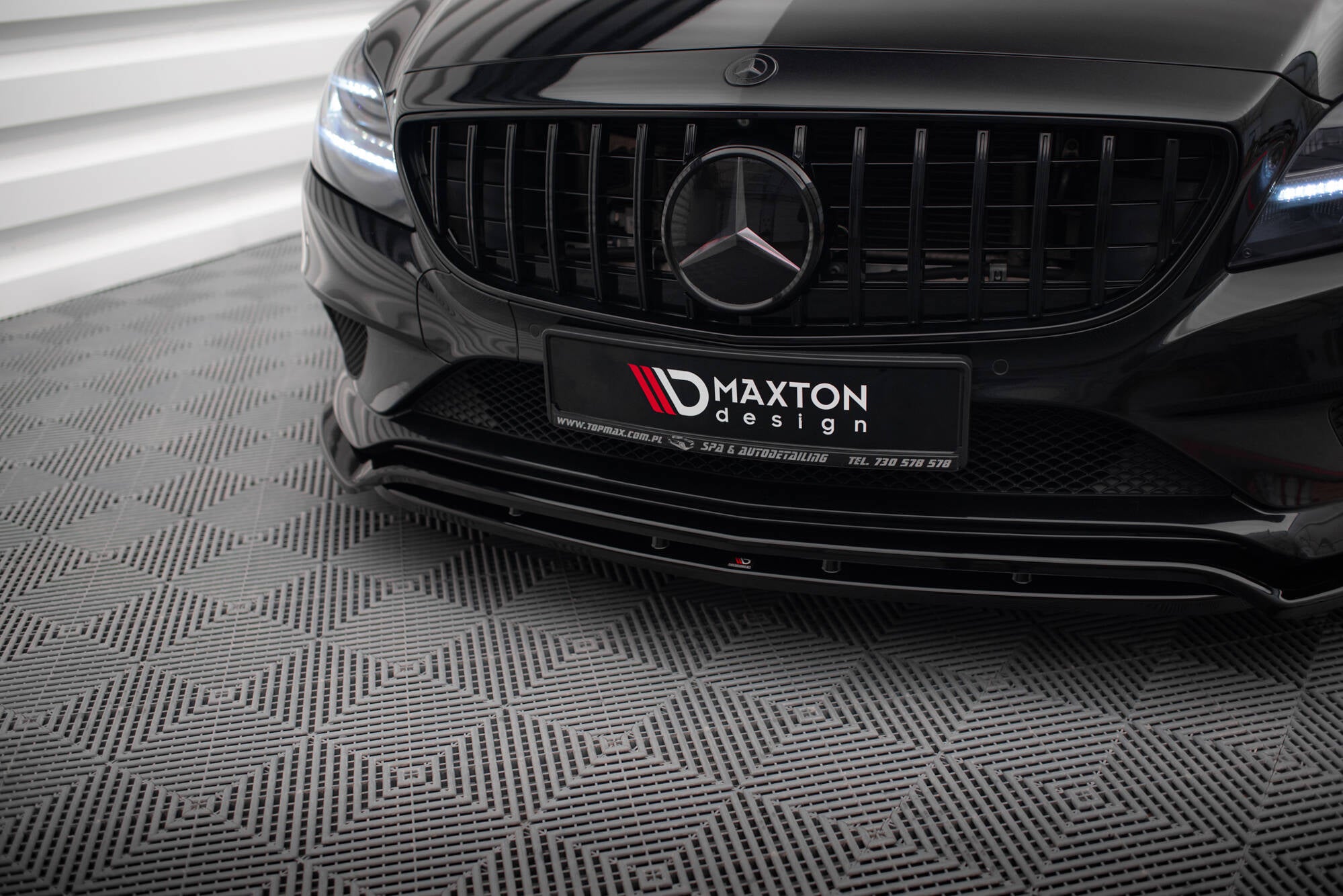Maxton Design Street+ Spoilerlippe Front Ansatz passend für Mercedes-Benz CLS C218 Facelift schwarz Hochglanz