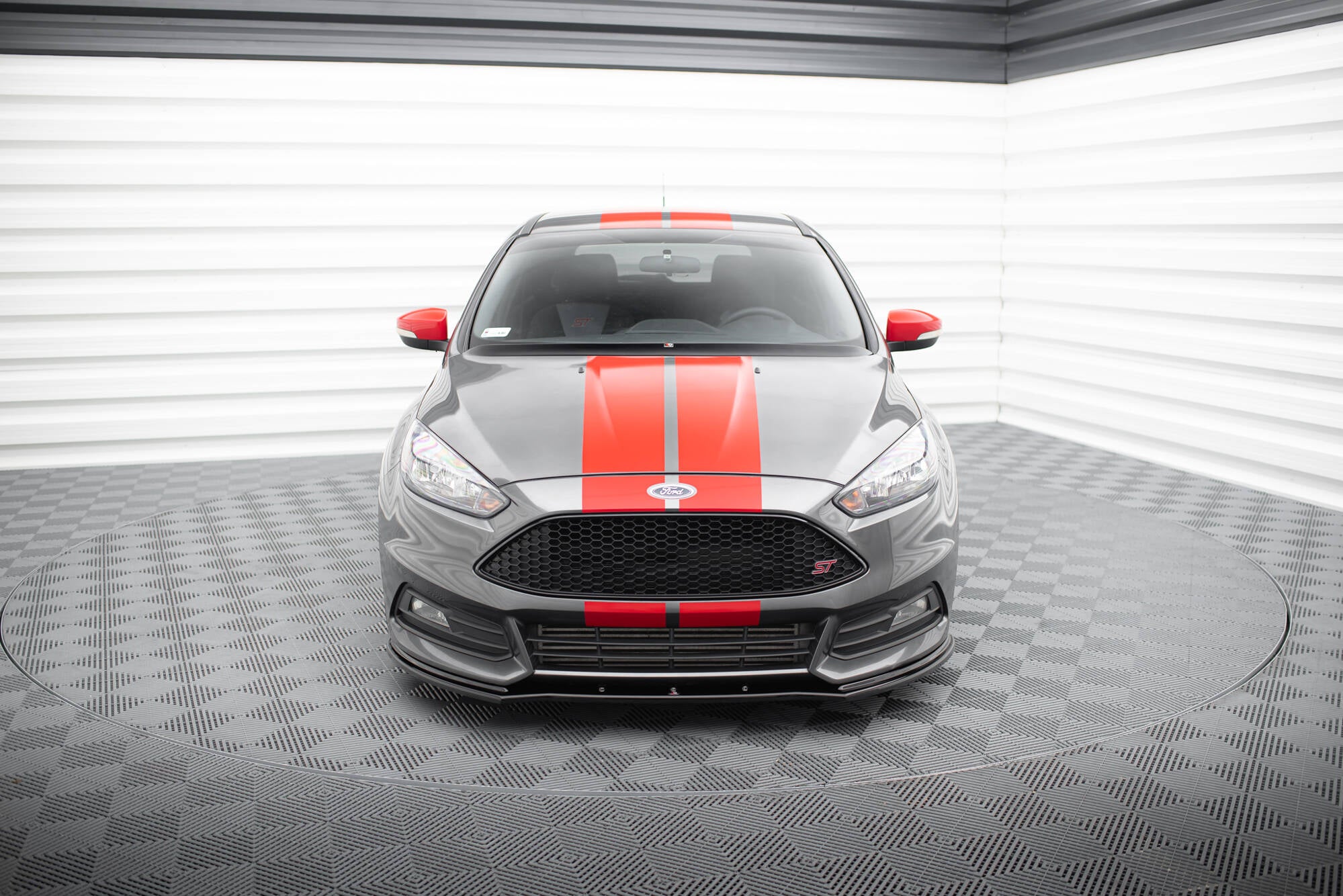 Maxton Design Street+ Spoilerlippe Front Ansatz V.1 passend für Ford Focus ST Mk3 FL schwarz Hochglanz