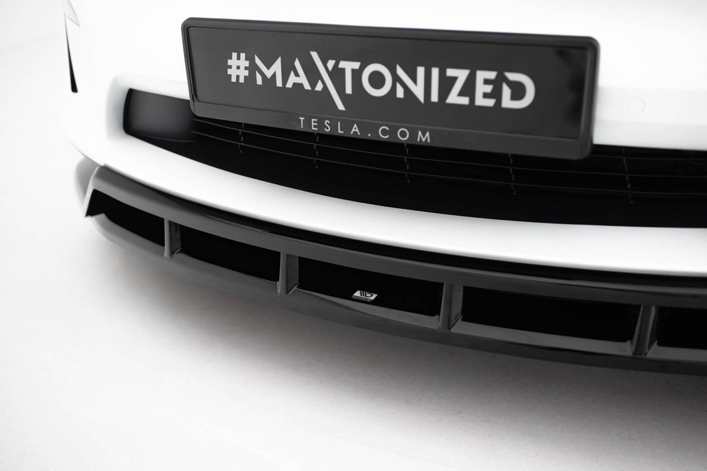 Maxton Design Street+ Spoilerlippe Front Ansatz V.3 passend für Tesla Model X Mk1 Facelift schwarz Hochglanz