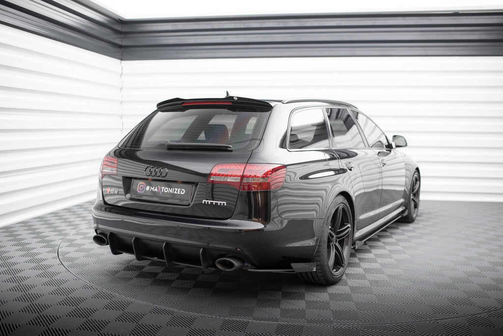 Maxton Design Street Pro Heck Ansatz Flaps Diffusor + Flaps passend für Audi RS6 Avant C6 schwarz Hochglanz