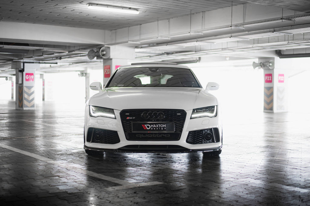 Maxton Design Street+ Spoilerlippe Front Ansatz V.4 passend für Audi RS7 C7 schwarz Hochglanz