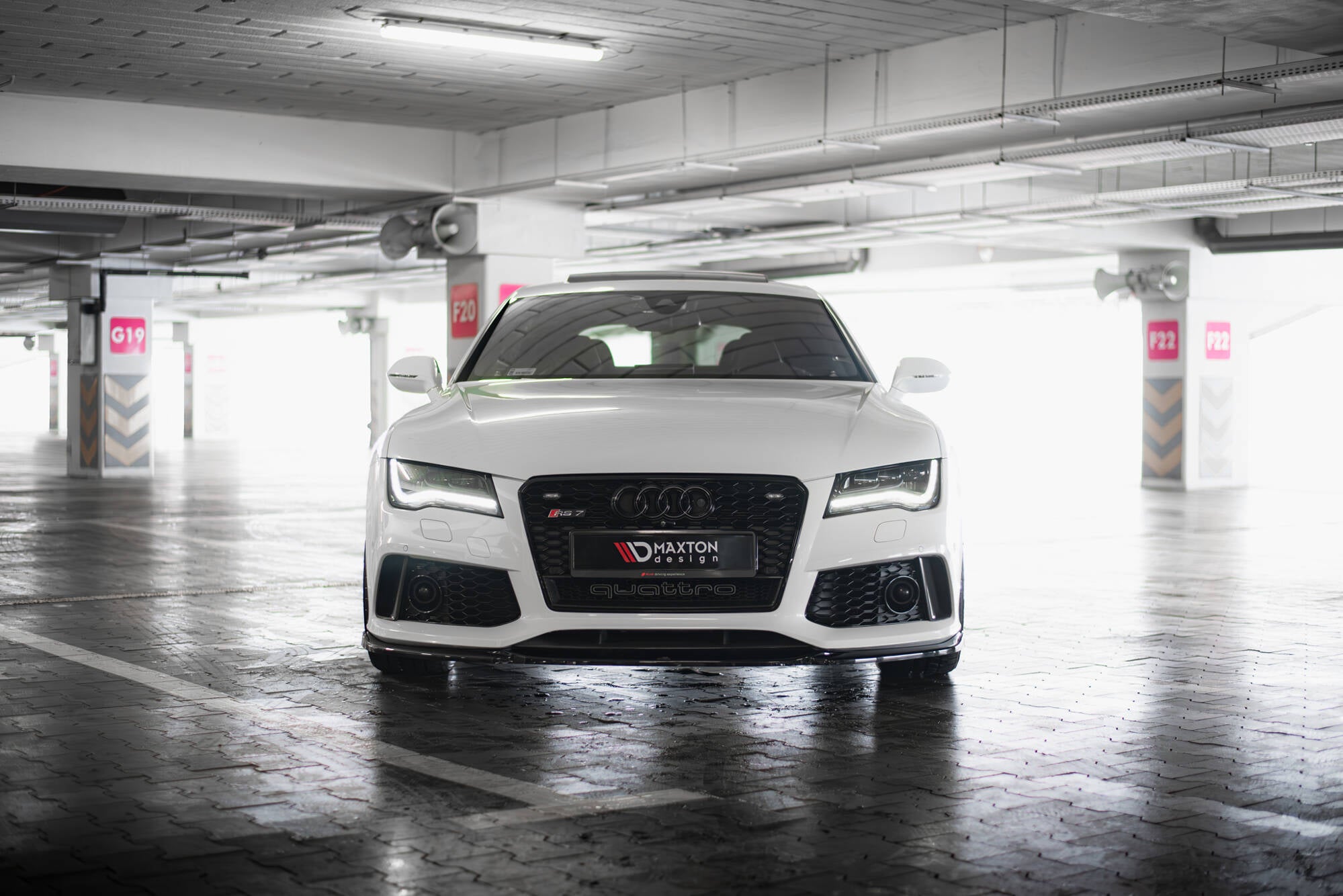Maxton Design Street+ Spoilerlippe Front Ansatz V.4 passend für Audi RS7 C7 schwarz Hochglanz