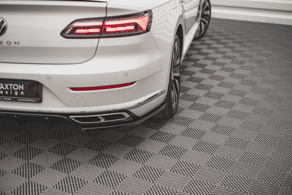 Maxton Design Heck Ansatz Flaps Diffusor passend für VW Arteon R-Line Limousine / Shooting Brake Mk1 Facelift schwarz Hochglanz