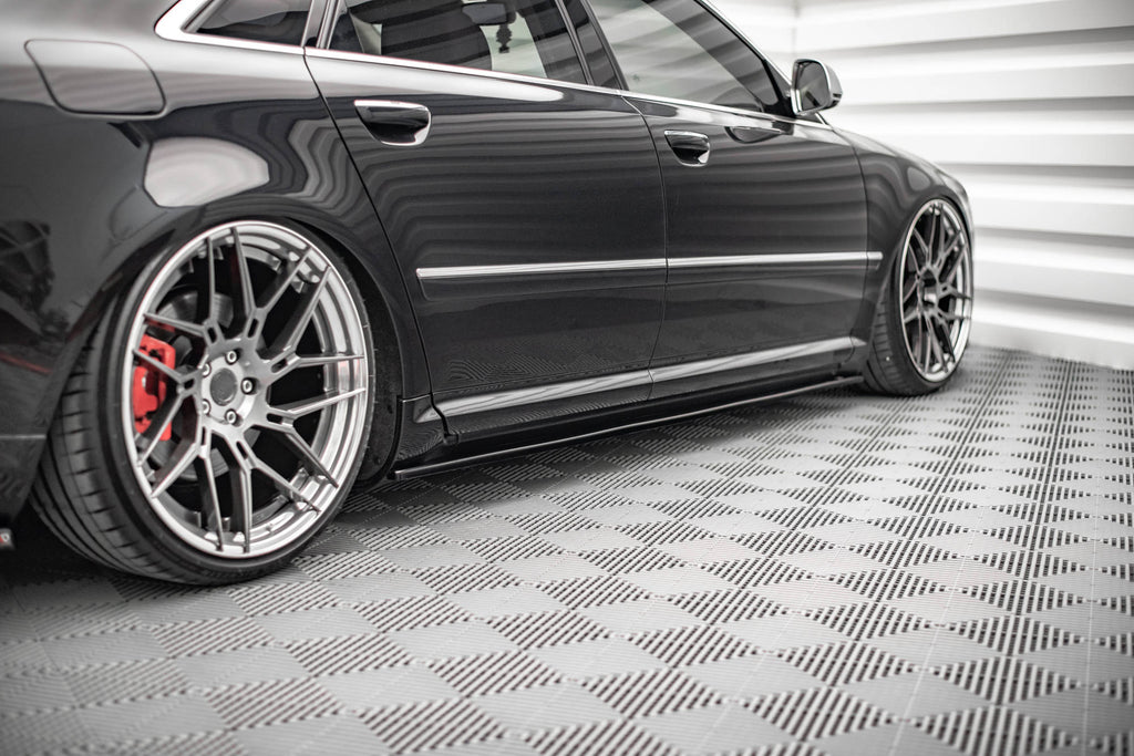 Maxton Design Street+ Seitenschweller Leisten passend für Audi S8 D3 schwarz Hochglanz