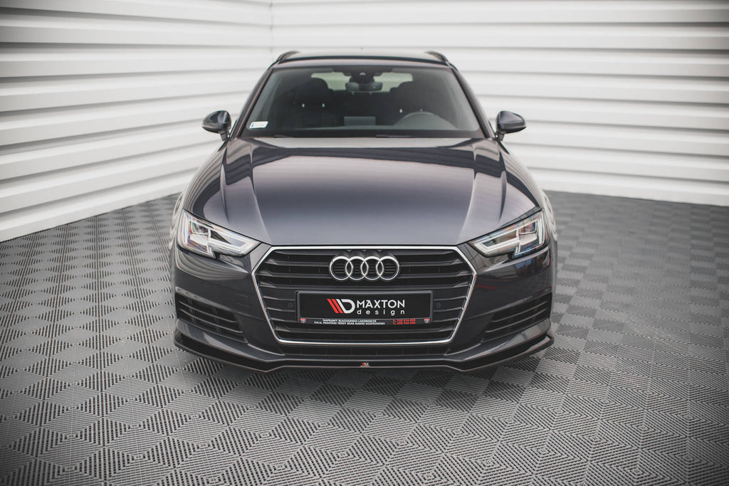 Maxton Design Street+ Spoilerlippe Front Ansatz V.2 passend für Audi A4 B9 schwarz Hochglanz