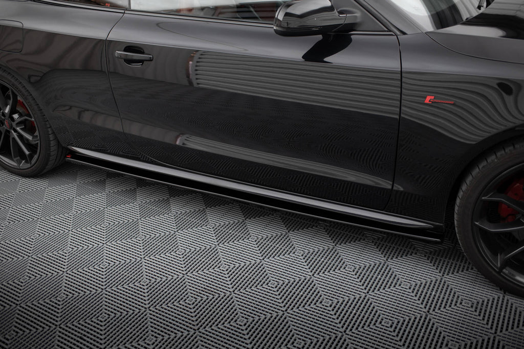 Maxton Design Street+ Seitenschweller Leisten passend für Audi S5 / A5 / A5 S-Line 8T / 8T FL schwarz Hochglanz