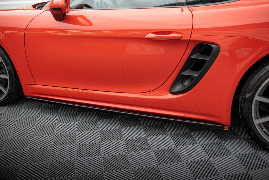 Maxton Design Street+ Seitenschweller Leisten passend für Porsche 718 Cayman 982c schwarz Hochglanz