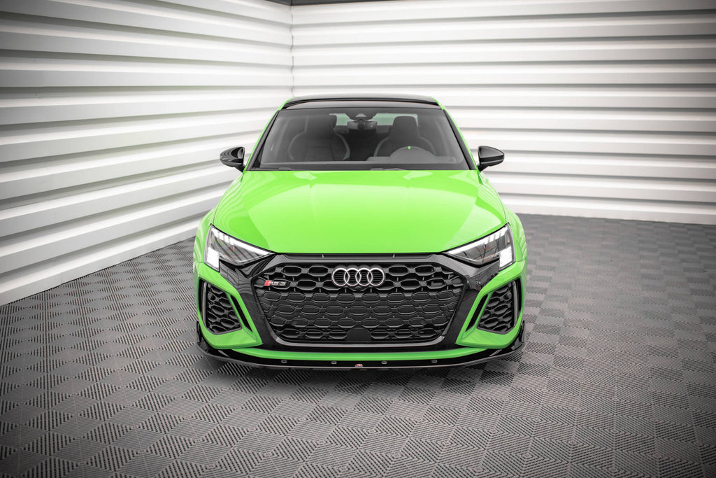Maxton Design Street+ Spoilerlippe Front Ansatz V.2 passend für Audi RS3 Limousine 8Y schwarz Hochglanz