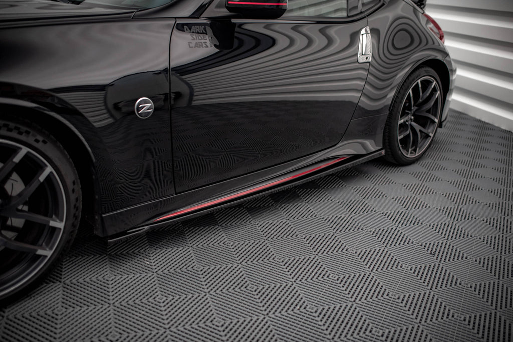 Maxton Design Street+ Seitenschweller Leisten passend für V.1 passend für Nissan 370Z Nismo Facelift schwarz Hochglanz