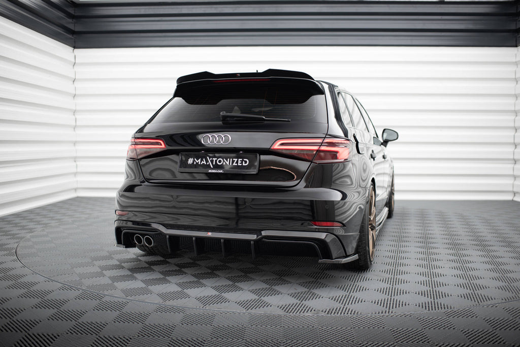 Maxton Design Diffusor Heck Ansatz passend für Audi A3 S-Line Sportback 8V Facelift (Doppelauspuff li.)