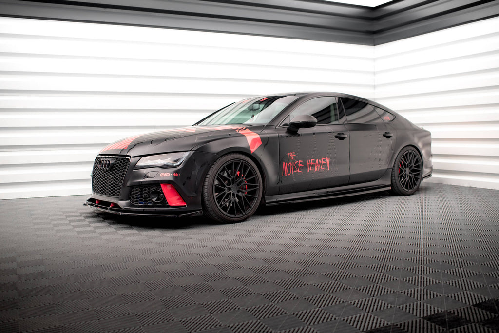 Maxton Design Street+ Seitenschweller Leisten passend für Audi A7 RS7 Look C7 schwarz Hochglanz