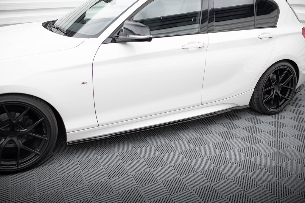 Maxton Design Street+ Seitenschweller Leisten passend für V.5 BMW 1er M-Paket / M140i F20 Facelift schwarz Hochglanz