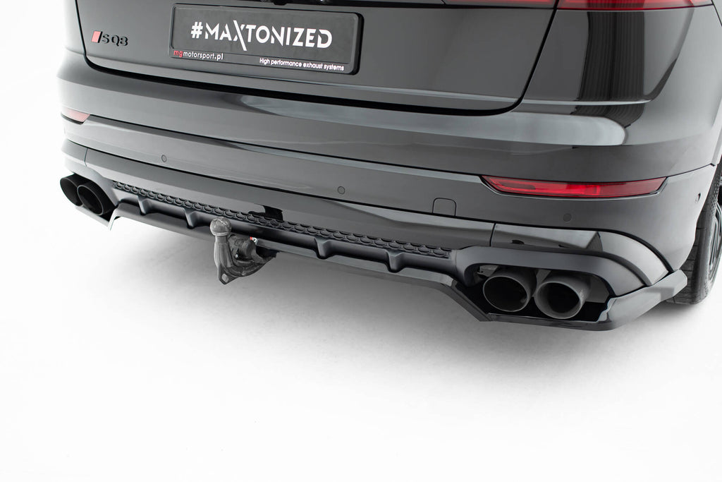 Maxton Design Street+ Mittlerer Diffusor RACE V.2 passend für Audi SQ8 / Q8 S-Line Mk1 Facelift schwarz Hochglanz