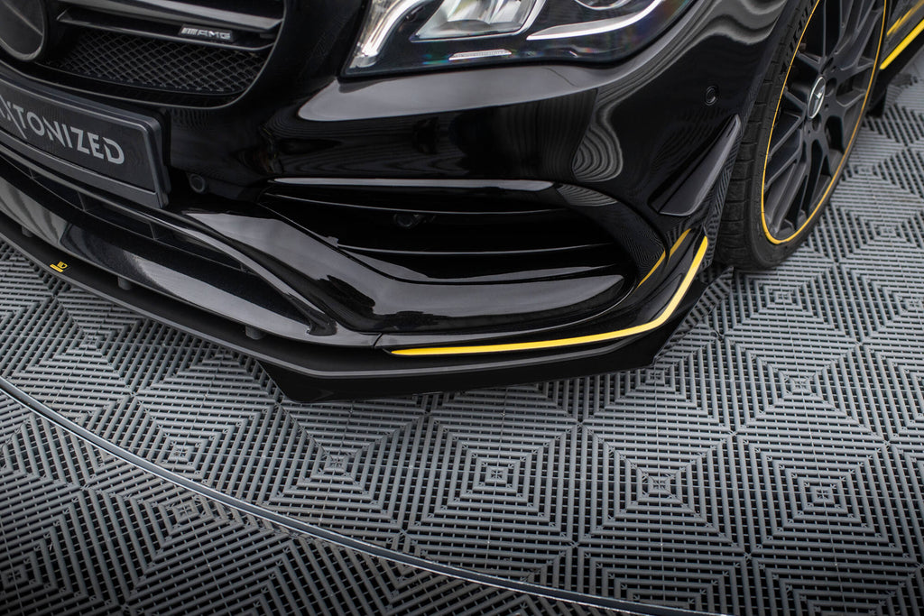Maxton Design Street Pro Street+ Spoilerlippe Front Ansatz + Flaps passend für Mercedes-AMG CLA 45 Aero C117 Facelift schwarz Hochglanz