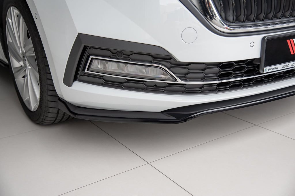 Maxton Design Street+ Spoilerlippe Front Ansatz V.2 passend für Skoda Octavia Mk4 schwarz Hochglanz