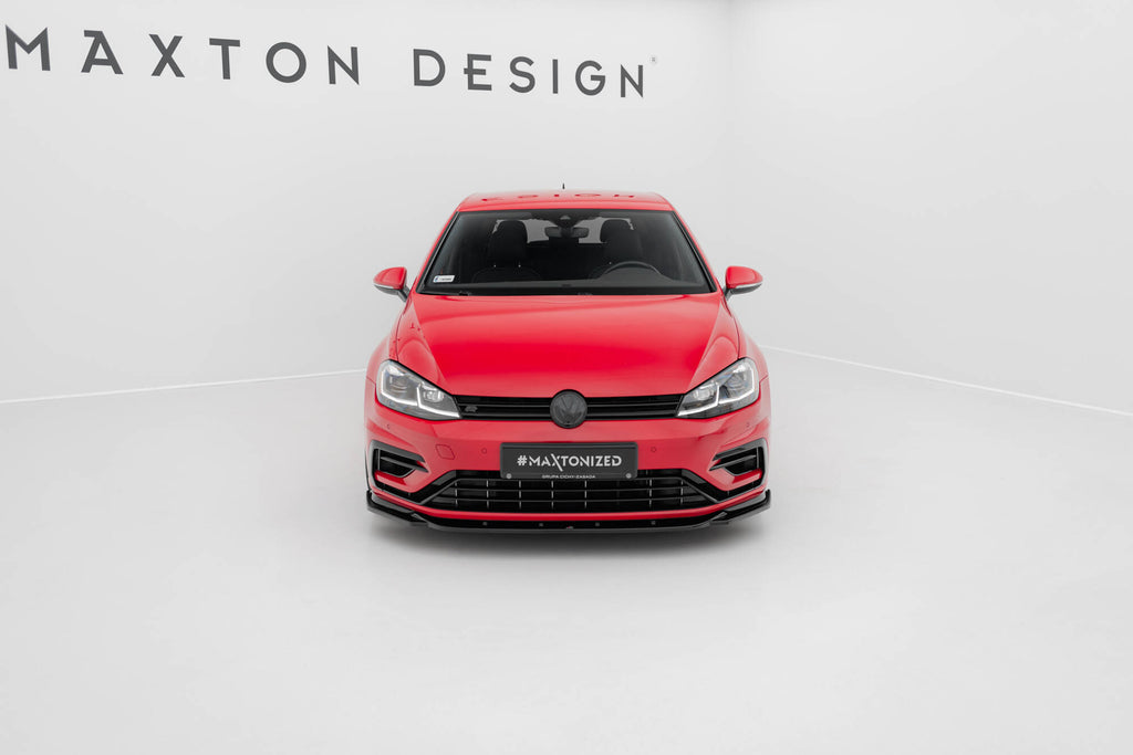Maxton Design Street+ Spoilerlippe Front Ansatz passend für V.9 VW Golf R / R-Line Mk7 Facelift schwarz Hochglanz