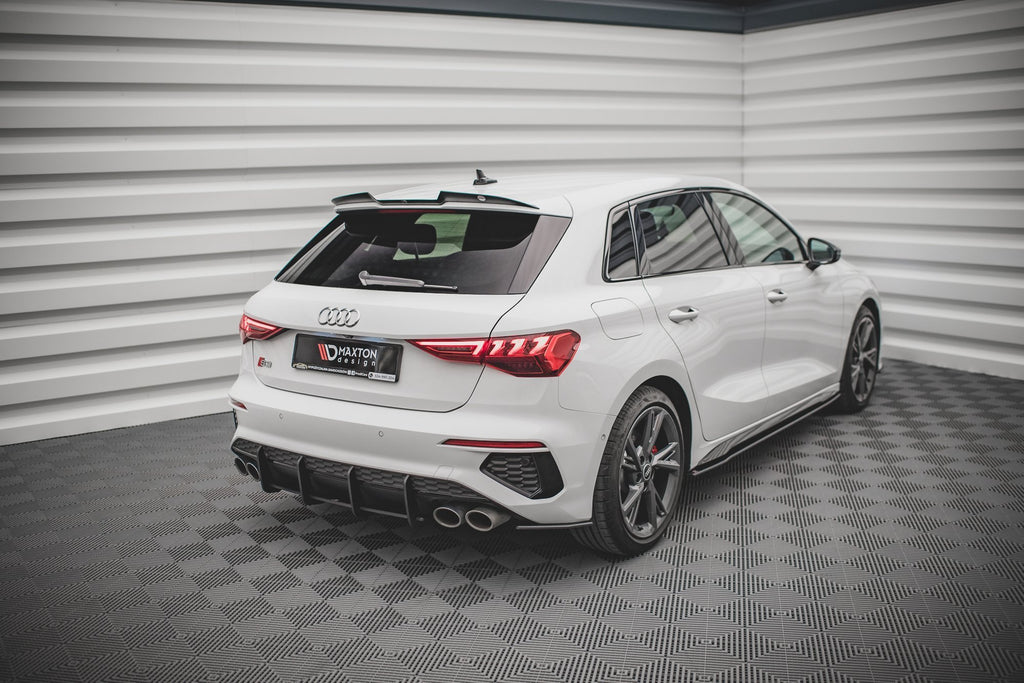 Maxton Design Spoiler CAP V.1 passend für Audi RS3 / S3 / A3 S-Line Sportback 8Y schwarz Hochglanz