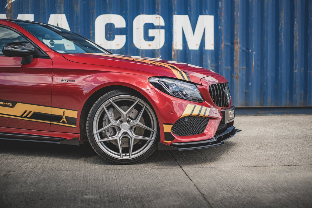 Maxton Design Street Pro Street+ Spoilerlippe Front Ansatz passend für + Flaps passend für Mercedes-AMG C43 / AMG-Line Coupe C205 schwarz Hochglanz