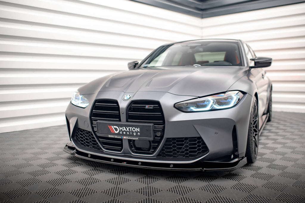 Maxton Design Street+ Spoilerlippe Front Ansatz V.3 passend für BMW M3 Limousine / Touring G80 / G81 schwarz Hochglanz