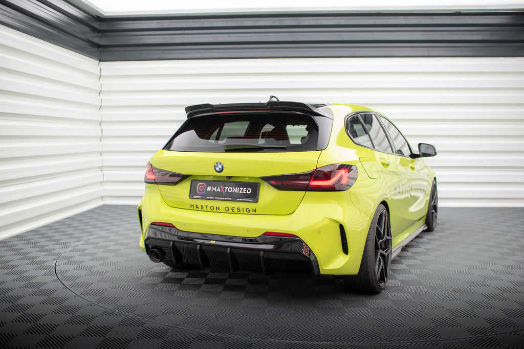 Maxton Design Diffusor Heck Ansatz V.3 passend für BMW 1er M-Paket / 128ti F40 (Ausführung mit einseitigem Doppelauspuffendrohr)