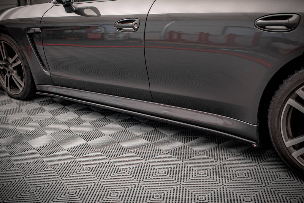 Maxton Design Street+ Seitenschweller Leisten V.2 passend für Porsche Panamera / Panamera Diesel / Panamera Turbo 970 schwarz Hochglanz