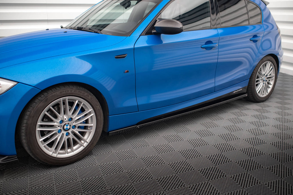 Maxton Design Street+ Seitenschweller Leisten passend für BMW 1er M-Paket E87 Facelift schwarz Hochglanz