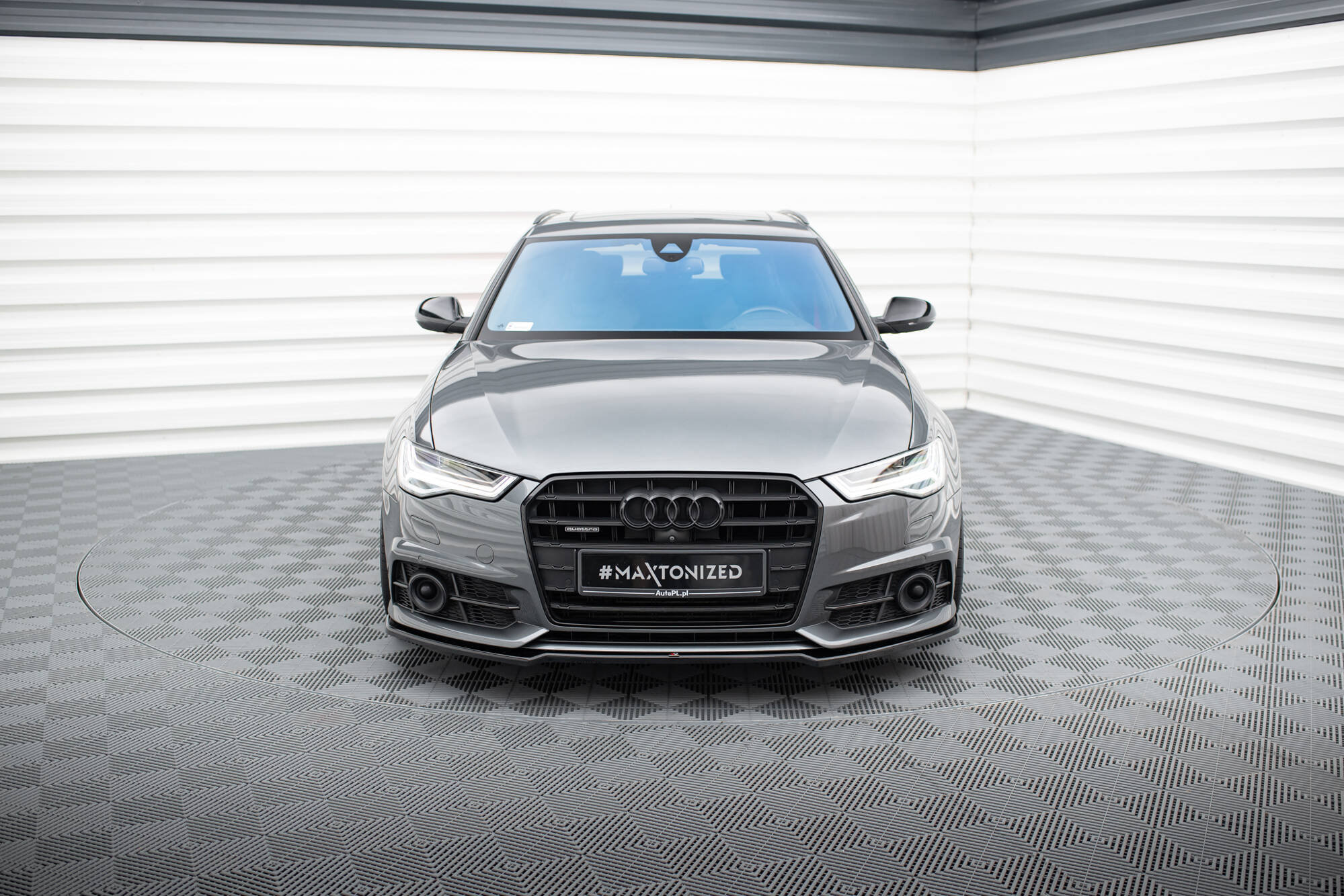 Maxton Design Street+ Spoilerlippe Front Ansatz V.2 passend für Audi A6 / A6 C7 S-line/ S6 C7 Facelift schwarz Hochglanz