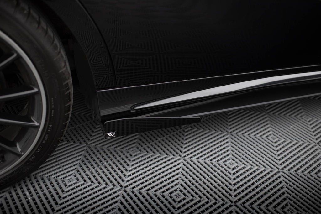 Maxton Design Seitenschweller Flaps passend für Mercedes-Benz A AMG-Line W176 Facelift schwarz Hochglanz