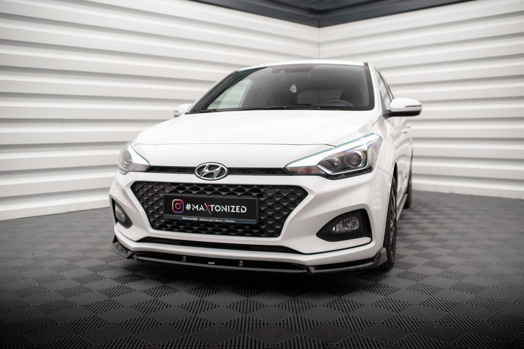 Maxton Design Street+ Spoilerlippe Front Ansatz V.2 passend für Hyundai I20 Mk2 Facelift schwarz Hochglanz