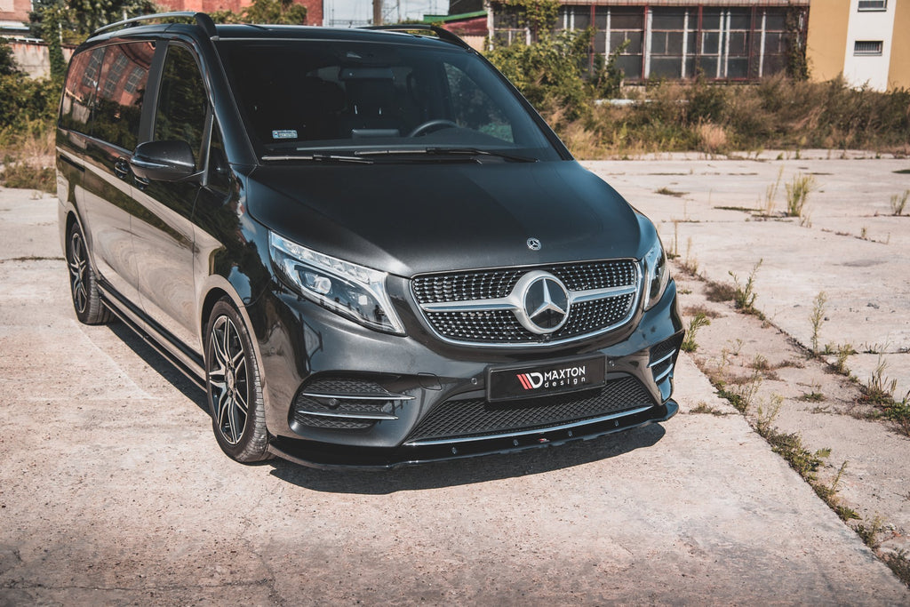 Maxton Design Street+ Spoilerlippe Front Ansatz V.2 passend für Mercedes-Benz V-Klasse AMG-Line W447 schwarz Hochglanz