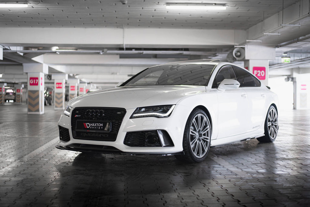 Maxton Design Street+ Spoilerlippe Front Ansatz V.3 passend für Audi RS7 C7 schwarz Hochglanz