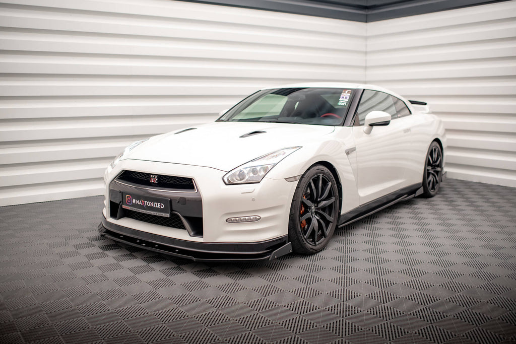 Maxton Design Street+ Spoilerlippe Front Ansatz + Flaps passend für Nissan GTR R35 Facelift