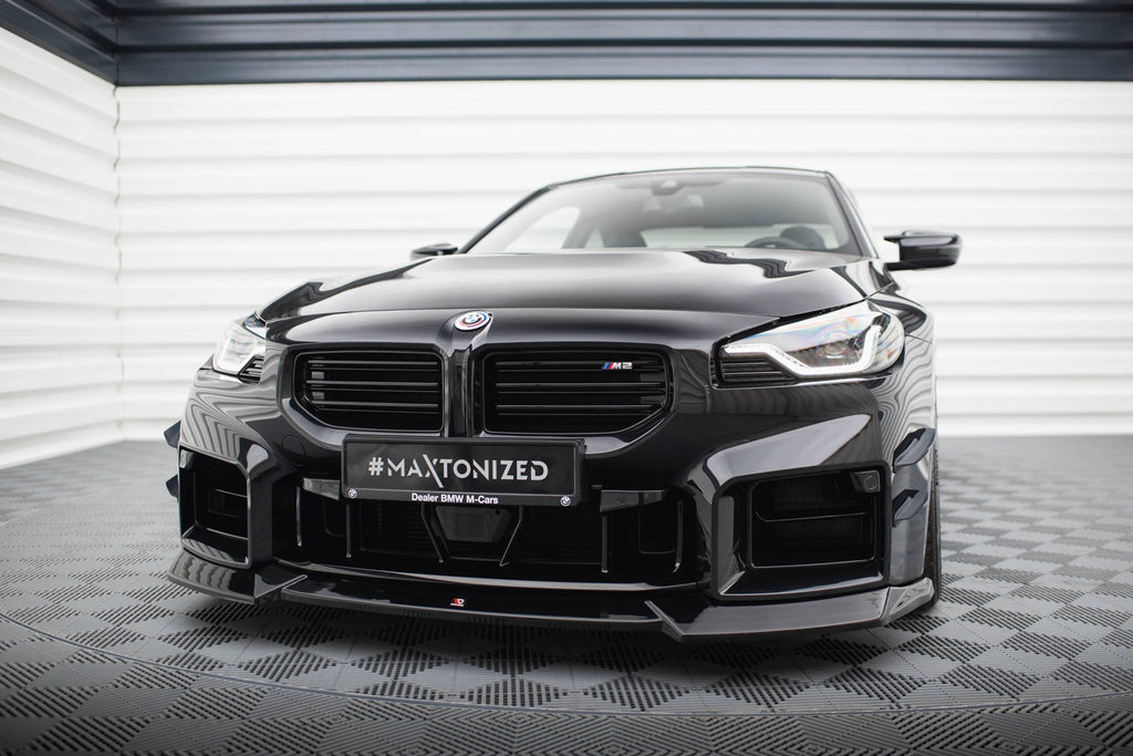Maxton Design Street+ Spoilerlippe Front Ansatz V.2 passend für BMW M2 G87 schwarz Hochglanz