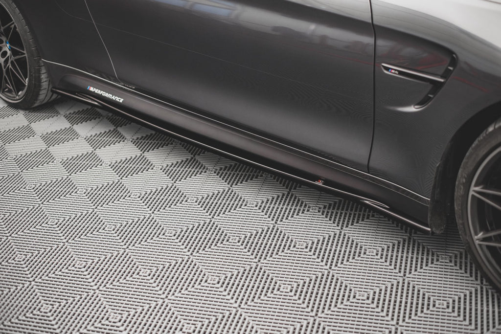 Maxton Design Street+ Seitenschweller Leisten V.2 passend für BMW M4 F82 schwarz Hochglanz