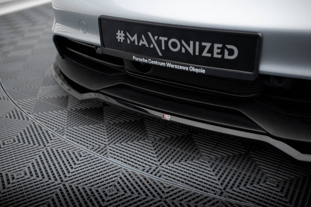 Maxton Design Street+ Spoilerlippe Front Ansatz passend für Porsche Taycan / Taycan 4 / Taycan 4S / Taycan GTS Mk1 schwarz Hochglanz