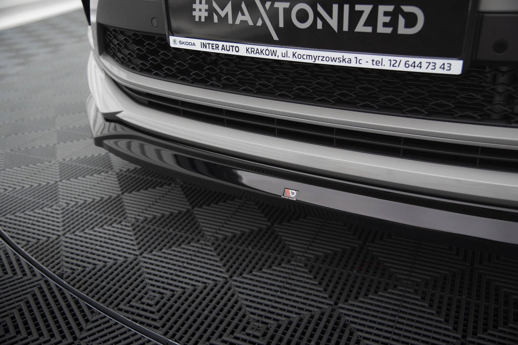 Maxton Design Street+ Spoilerlippe Front Ansatz V.2 passend für Skoda Kodiaq RS Mk1 Facelift schwarz Hochglanz