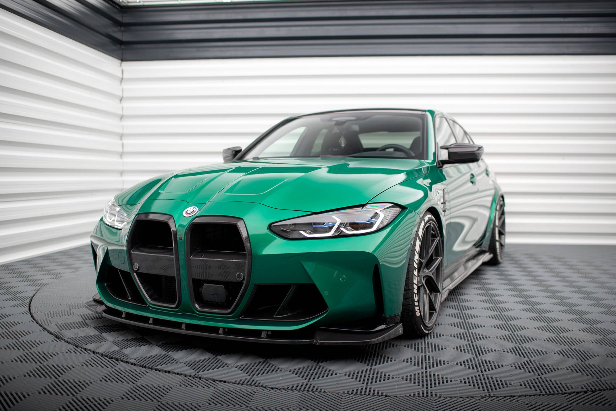 Maxton Design Prepreg Carbon Fiber Street+ Spoilerlippe Front Ansatz V.1 passend für BMW M3 Limousine / Touring G80 / G81
