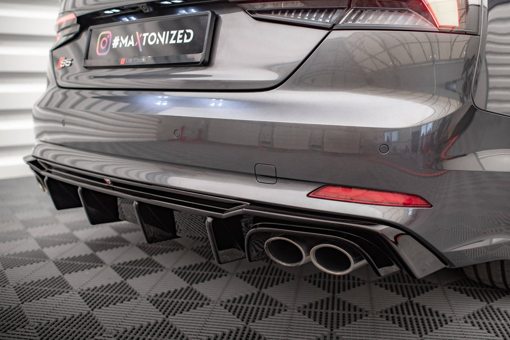Maxton Design Diffusor Heck Ansatz passend für Audi S5 F5 Coupe / Sportback schwarz Hochglanz