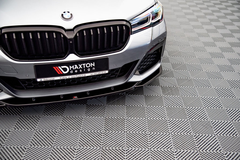 Maxton Design Street+ Spoilerlippe Front Ansatz V.2 passend für BMW 5er M-Paket / M550i / M550d Limousine / Touring G30 / G31 Facelift schwarz Hochglanz