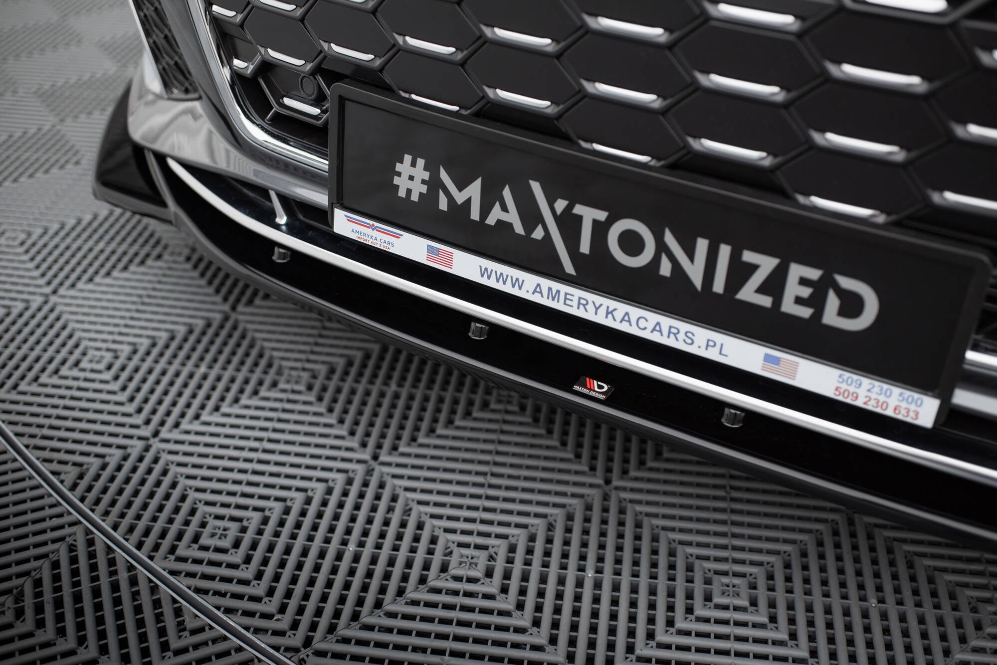 Maxton Design Street+ Spoilerlippe Front Ansatz V.1 passend für Audi S5 / A5 S-Line F5 Facelift schwarz Hochglanz
