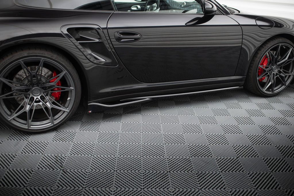 Maxton Design Street+ Seitenschweller Leisten passend für Porsche 911 Turbo 997 schwarz Hochglanz
