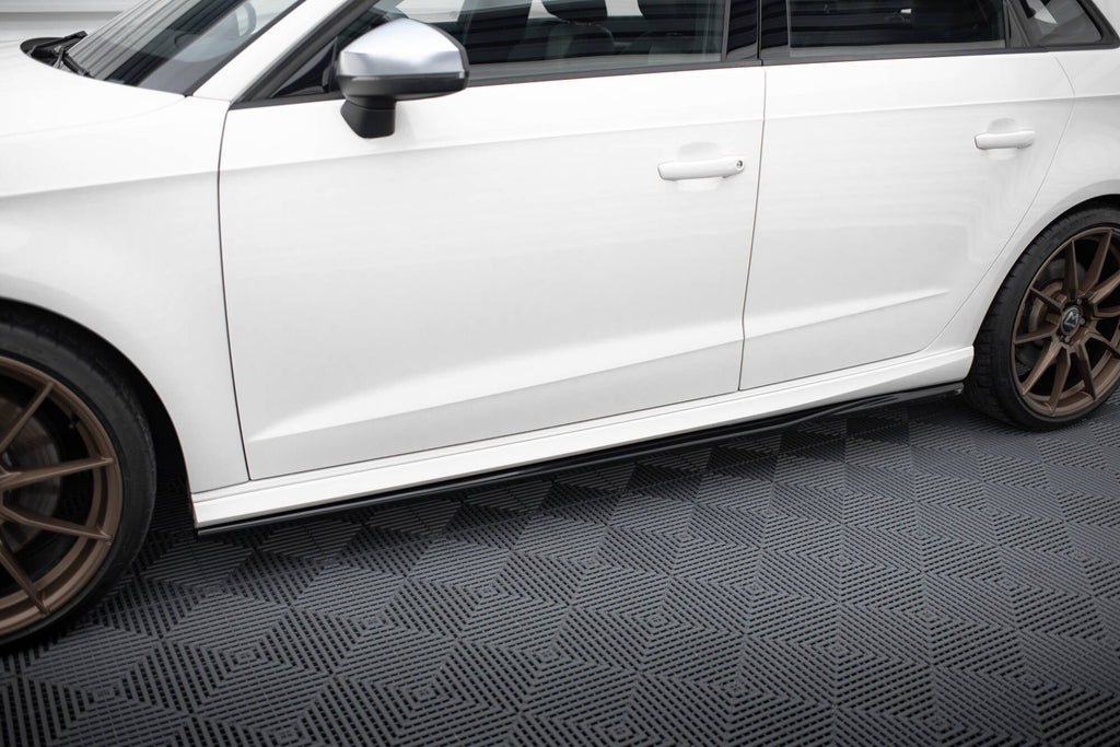 Maxton Design Street+ Seitenschweller Leisten passend für V.3 passend für Audi S3 / A3 S-Line Sportback 8V / 8V Facelift schwarz Hochglanz