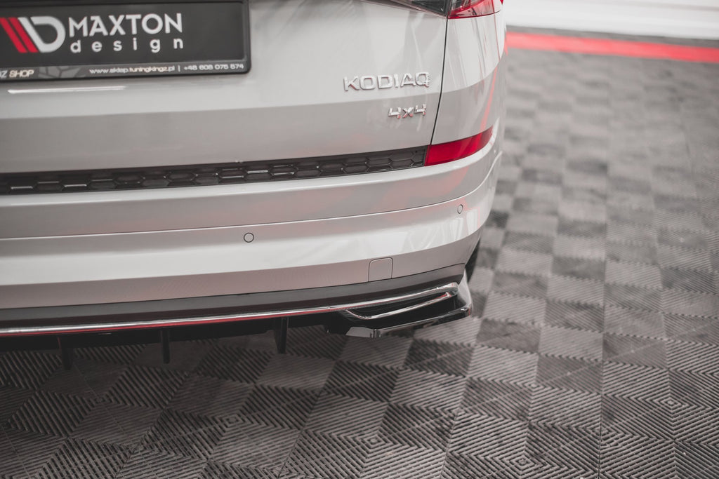 Maxton Design Heck Ansatz Flaps Diffusor passend für Skoda Kodiaq Sportline Mk1 / Mk1 Facelift schwarz Hochglanz