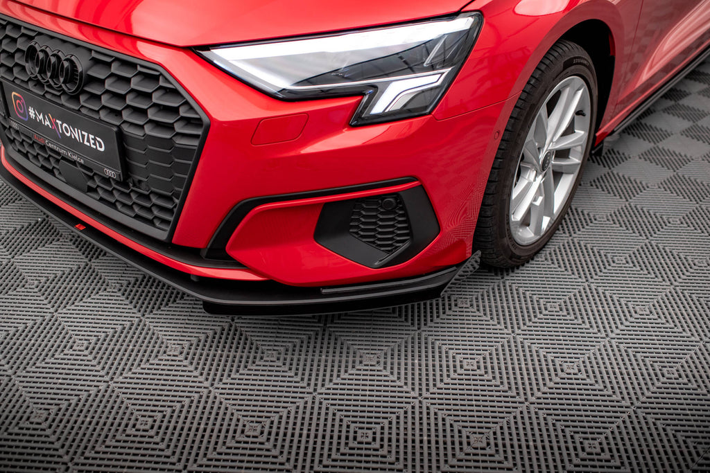 Maxton Design Street Pro Street+ Spoilerlippe Front Ansatz + Flaps passend für Audi A3 8Y schwarz Hochglanz