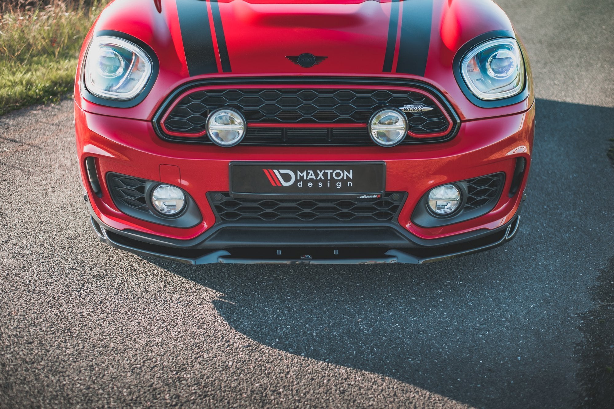 Maxton Design Street+ Spoilerlippe Front Ansatz V.1 passend für Mini Countryman Mk2 F60 JCW schwarz Hochglanz